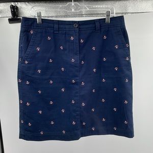 L.L. Bean blue pink embroidered anchor skirt Size 10